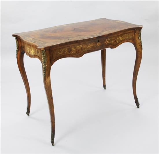 An Edwardian marquetry inlaid mahogany centre table, W.3ft D.1ft 9in. H.2ft 5in.